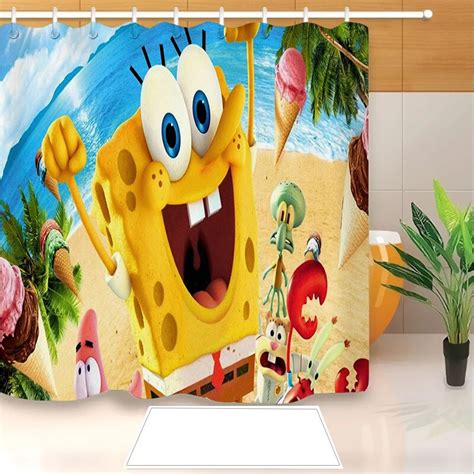 spongebob curtains|spongebob fabric shower curtain.